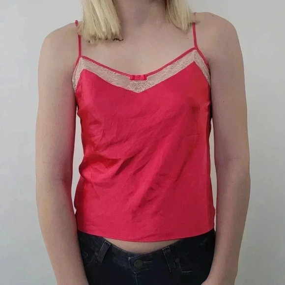 Victoria's Secret Tops - Victoria's Secret Red Silk and Lace Cami - S